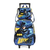 Kit Mochila de Rodinhas Lancheira Luxcel Batman Azul