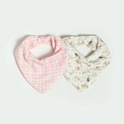 Kit Com 2 Babadores Hug Bandana Gatinhos Rosa Iogurte