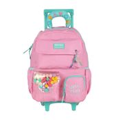 Mochila de Rodinhas Sem Alça Luxcel Up4You Pompom Rosa