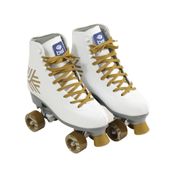 Patins Quad Retrô Branco & Dourado Bel