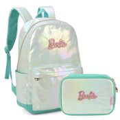 Kit Mochila Costas e Estojo Oficial BARBIE Metalizado Verde