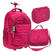 Kit Mochila de Rodinhas Oficial Rebecca Bonbon RB2424 Rosa