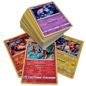 50 Cartas Pokemon Original Sem Repetições Com 02 RARAS Brilhantes Garantidas