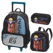 Kit Mochila Rodinhas Lancheira e Estojo NARUTO NINJA RUN