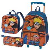 Kit Mochila Rodinhas Lancheira e Estojo NARUTO KURAMA