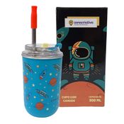 Copo Inox c/ Canudo e Tampa 300ML ASTRONAUTA - Zona Criativa