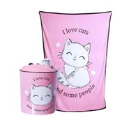 Kit Manta + Balde Pipoca I LOVE CATS - Zona Criativa