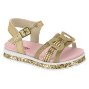 Sandália Infantil Molekinha Flat Laço Dourado