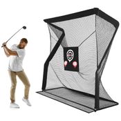 Rede de Treino para Golfe de 2,4m x 2,4m com Retorno Automtico de Bola e Equipada com Vrios Alvos Estrategicamente Posicionados para Melhorar suas