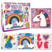 BMe Kit Faça Você Mesmo DIY 4 Quadros Tema Unicórnio em Linhas, Idade Recomendada 6 ou mais, CREATIVE KIDS, Rosa