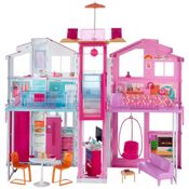 Casa de Bonecas com 19 Acessórios e Guarda Chuva Pop UP para Crianças a partir de 3 anos, BARBIE DLY32, Rosa