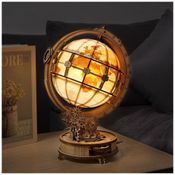 Quebra Cabeças 3D Globo Real com Luz Led para Crianças e Adultos, 180 Peças, ROBOTIME, Marrom