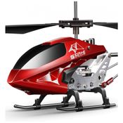 Mini Helicóptero RC com Gyro Crimson de Controle Remoto com 3 Canais, SYMA ES107H E R, Vermelho