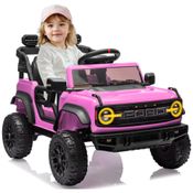 Carro Elétrico Infantil 12V, Ford Bronco 1 Assento, com Controle Remoto, Suspensão nas 4 Rodas, Música via Bluetooth, First Ride On, Rosa