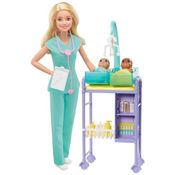 Pediatra com seu Consultório e 2 Bebês Fofas para Crianças Maiores de 3 Anos, BARBIE GKH23, Verde