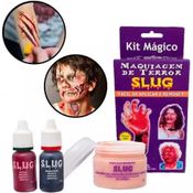 Maquiagem Halloween Atóxica Especial Kit Mágico Slug Faz Fácil Cortes Feridas Cicatriz Realistas em Alto Relevo -