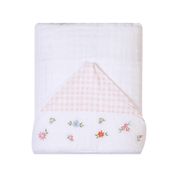 Toalha De Banho Infantil Com Capuz Floral Rosa 90x75Cm