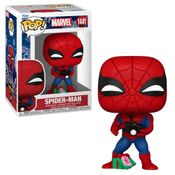 Boneco Funko Pop! Marvel  Homem-Aranha com Presente de Natal