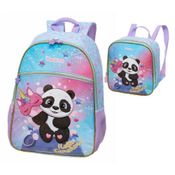 Kit Mochila De Costas Pack Me Panda Fantasy +Lancheira