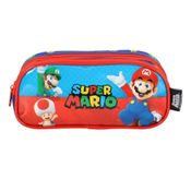 Estojo Escolar Infantil Duplo Mario Luigi E Toad Luxcel