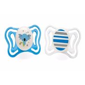 Chupeta de Silicone Physio Light Lumi 6 a 16 meses 2 Unidades Chicco Branco e Azul