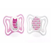 Chupeta de Silicone Physio Light Lumi 6 a 16 meses Chicco Branco e Rosa