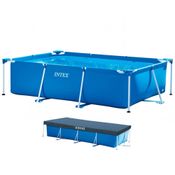 Piscina Estrutural Retangular 3.834 Litros Pvc Armação + Capa Intex