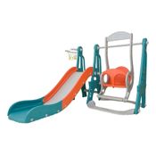 Playground Infantil 3x1 Balanço Escorregador e Cesta de Basquete