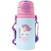 Garrafinha de Aluminio com Canudo 450 Ml Animal Fun Unicornio Buba