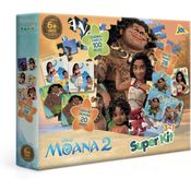 Super Kit Junior 3 em 1 com Quebra-Cabeça - Dominó e Memória - Moana 2 - Toyster