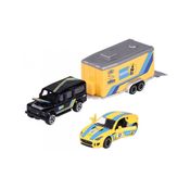 Miniatura Carro Land Rover Defender 110 + Jaguar F-Type Race Trailer 1/64 Majorette
