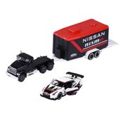 Miniatura Caminhão Mack Granite + Nissan Gt-R Nismo Gt3 Race Trailer 1/64 Majorette