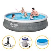 Piscina Inflável Fast Set 7.340 Litros Rattan com Filtro 220v Capa e Bomba Bestway