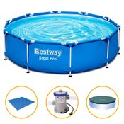 Piscina Estrutural 6.473 Litros + Filtro 110v + Capa + Forro Bestway