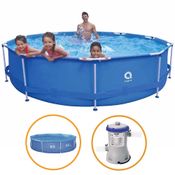 Piscina Estrutural Armação 6125 Litros Bomba Filtro e Capa Avenli Jilong 110v