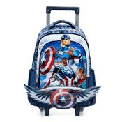 Mochila Escolar Masculina 2 Rodinhas Capitão América Azul