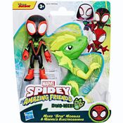 Boneco Articulado Spidey Miles Spin Morales 8cm c/ Electrosaurus - Hasbro