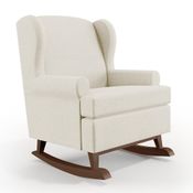 Poltrona De Amamentação Com Balanço Malu Base De Madeira P02 Linho Champagne - Lyam Decor