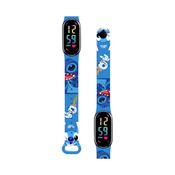 Relógio Digital Led  Smart Mi Band Infantil Stitch Azul