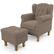Poltrona de Amamentação Yara P02 Com Puff Paris Luis Xv L02 Bouclê Bege - Lyam Decor