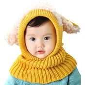 Touca Gorro Cachecol Bebê Infantil Cobre Orelhas Amarelo