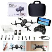 Mini Drone com Câmera 1080P FPV para Crianças, Controle Remoto, 2 Baterias, YASOLA, Preto