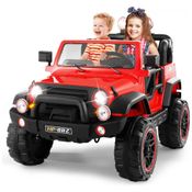 Carro, Carrinho Elétrico Infantil Off Road a Bateria 12V 2 Assentos com Controle Remoto e MP3, FITNESSCLUB, Vermelho