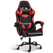 Cadeira Gamer Reclinável e Giratória com Apoio Lombar e Cabeça, YSSOA Ergonomic Office Gaming Chair, Vermelho