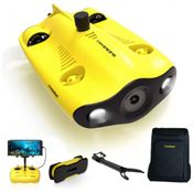 Drone Subaquático Atualizado com Câmera 4K UHD, Vídeo e Luz LED até 100 Metros, Chasing Gladius, Amarelo