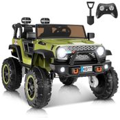 Carro Elétrico Infantil, Jeep 4x4 com Controle Remoto, 2 Lugares, Música via Bluetooth e Luzes LED, 24V, Hikole, Verde