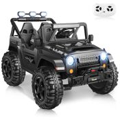 Carro Elétrico Infantil, Jeep com Controle Remoto, 2 Lugares Assento Extra Largo, Rodas com Maior Durabilidade e Luz LED, 24V, Hikole, Preto