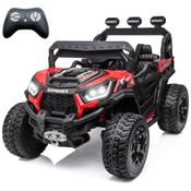 Carro Elétrico Infantil, Jeep 4X4 com Controle Remoto, Cinto de Segurança Ajustável, Luzes LED Brilhantes e Portas Duplas com Trava, 24V, Sopbost,