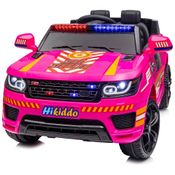 Carro Elétrico Infantil Policial com Controle Remoto, Velocidade Máxima de 8 km/h e Música Bluetooth para Crianças de 3 a 5 Anos, 24V 400W, Hikiddo,