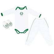 Kit Bebê Palmeiras Branco Longo 3 Torcida Baby